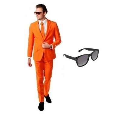 Verkleed oranje net heren pak maat (xl) gratis zonnebril