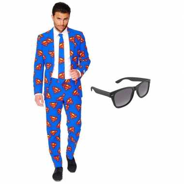 Verkleed superman net heren pak maat (xxxxl) gratis zonnebril